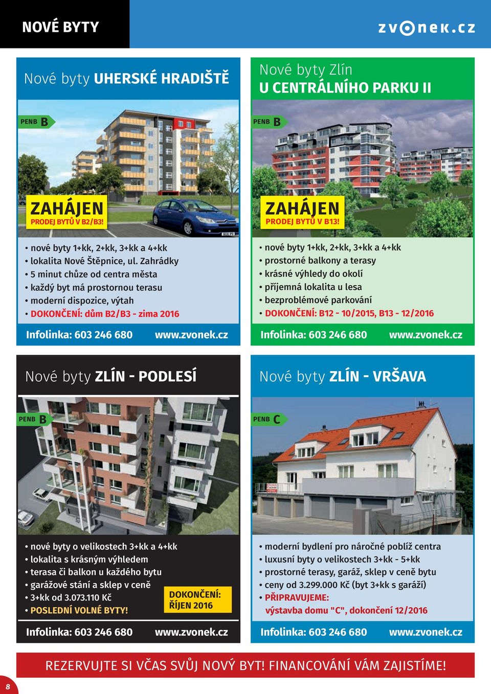 výhledy do okolí příjemná lokalita u lesa bezproblémové parkování DOKONČENÍ: B12-10/2015, B13-12/2016 Infolinka: 603 246 680 www.zvonek.