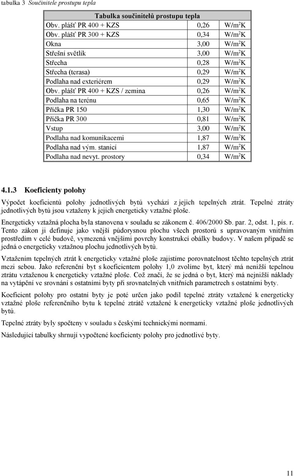 plášť PR 400 + KZS / zemina 0,26 W/m 2 K Podlaha na terénu 0,65 W/m 2 K Příčka PR 150 1,30 W/m 2 K Příčka PR 300 0,81 W/m 2 K Vstup 3,00 W/m 2 K Podlaha nad komunikacemi 1,87 W/m 2 K Podlaha nad vým.