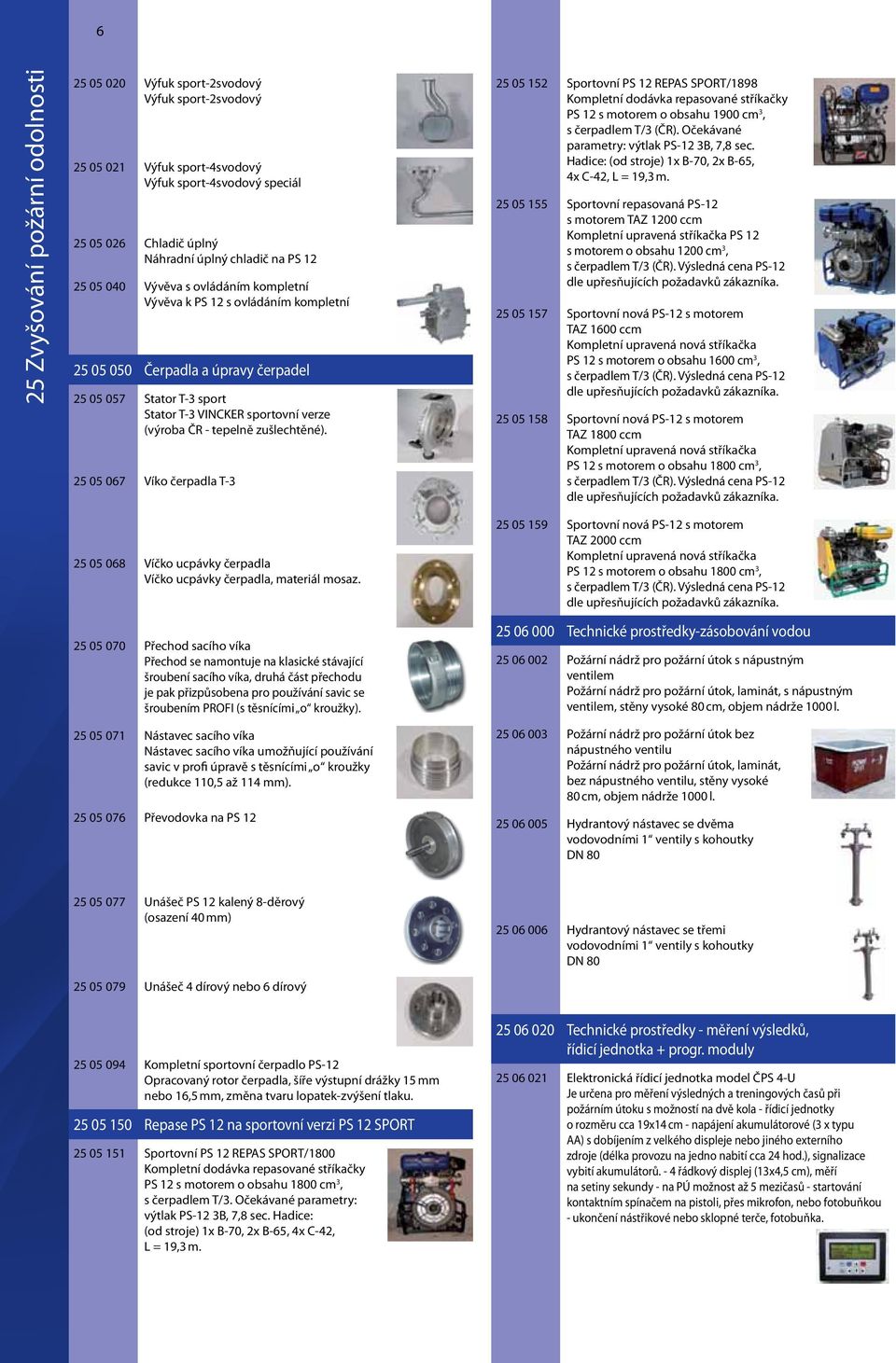 25 05 067 Víko čerpadla T-3 25 05 152 Sportovní PS 12 REPAS SPORT/1898 Kompletní dodávka repasované stříkačky PS 12 s motorem o obsahu 1900 cm 3, s čerpadlem T/3 (ČR).