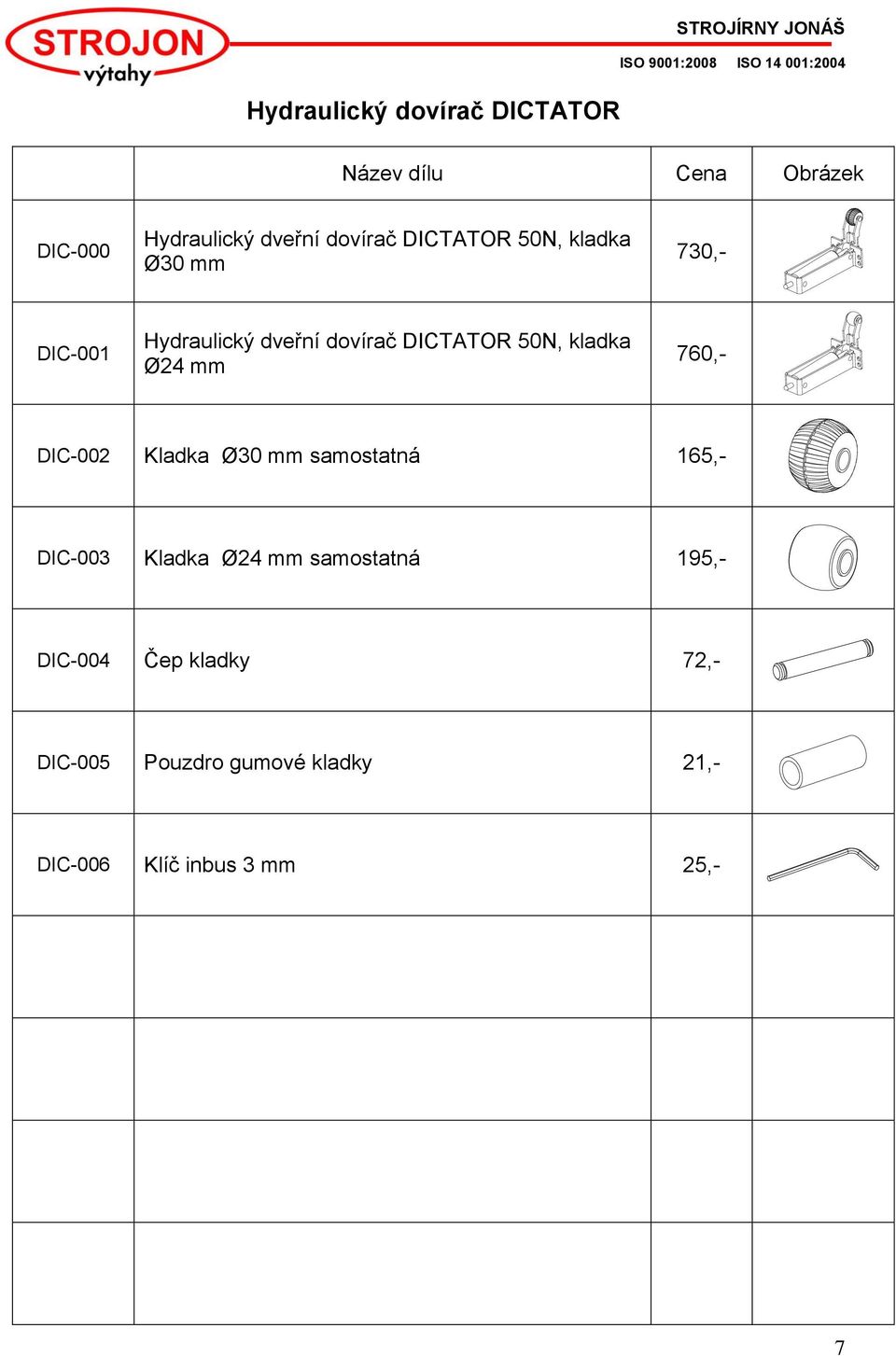 50N, kladka Ø24 mm 760,- DIC-002 Kladka Ø30 mm samostatná 165,- DIC-003 Kladka Ø24 mm