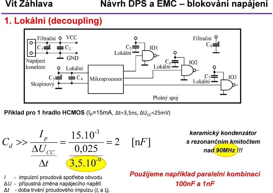 10 keramický kondenzátor s rezonančním kmitočtem U CC nad 90MHz!