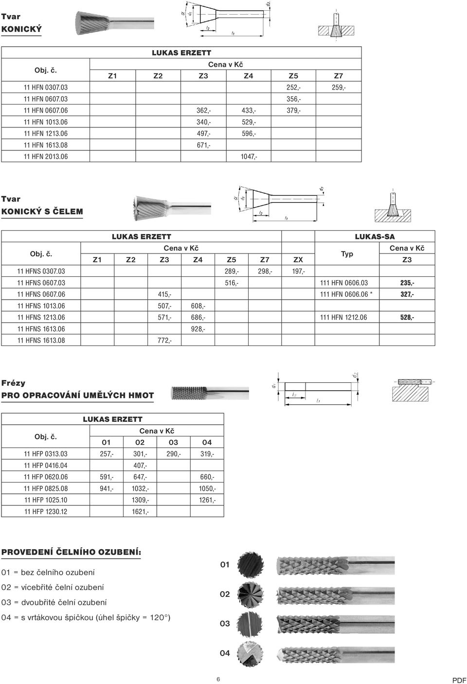 06 507,- 608,- 11 HFNS 1213.06 571,- 686,- 111 HFN 1212.06 528,- 11 HFNS 1613.06 928,- 11 HFNS 1613.08 772,- Frézy PRO OPRACOVÁNÍ UMĚLÝCH HMOT 01 02 03 04 11 HFP 0313.