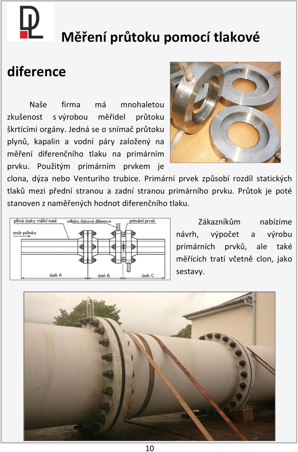 Použitým primárním prvkem je clona, dýza nebo Venturiho trubice.