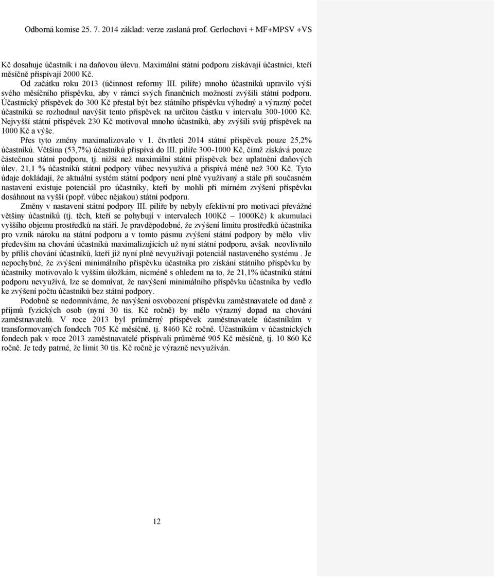 Účastnický příspěvek do 300 Kč přestal být bez státního příspěvku výhodný a výrazný počet účastníků se rozhodnul navýšit tento příspěvek na určitou částku v intervalu 300-1000 Kč.