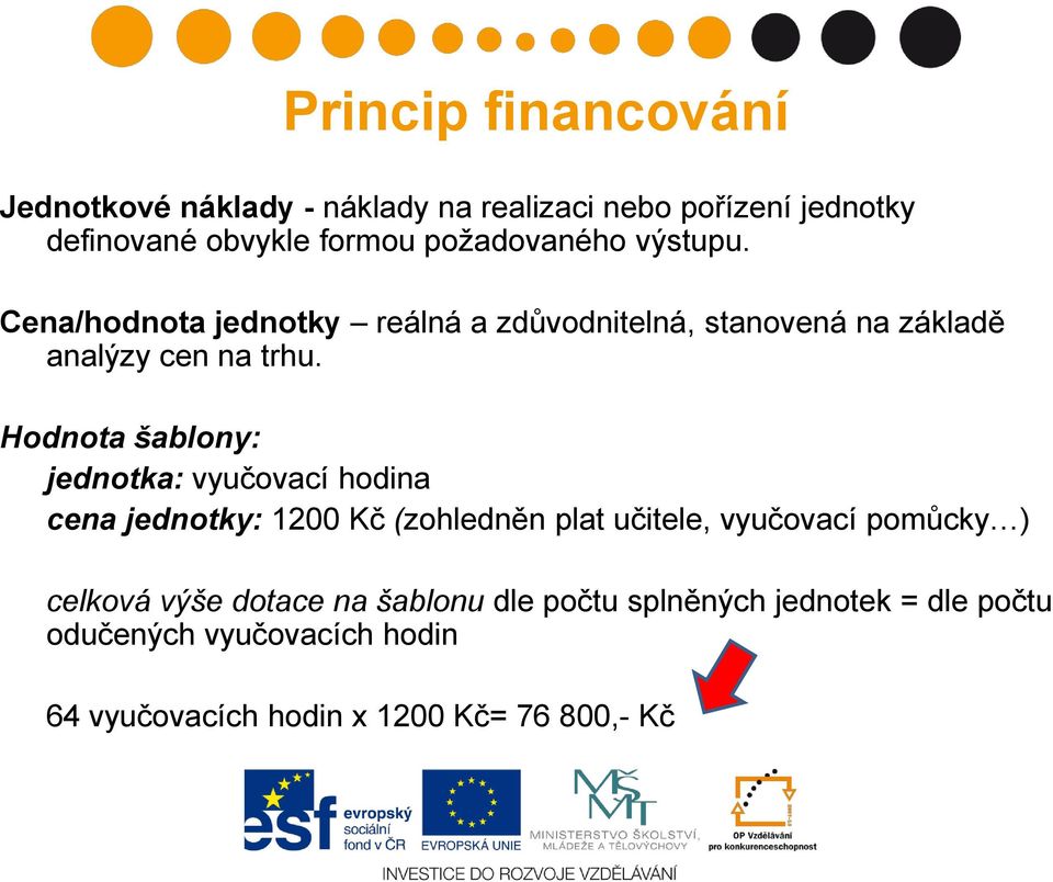 Hodnota šablony: jednotka: vyučovací hodina cena jednotky: 1200 Kč (zohledněn plat učitele, vyučovací pomůcky )