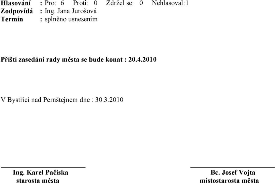 2010 V Bystřici nad Pernštejnem dne : 30.