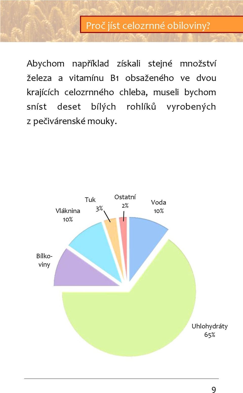 obsaženého ve dvou krajících celozrnného chleba, museli bychom sníst