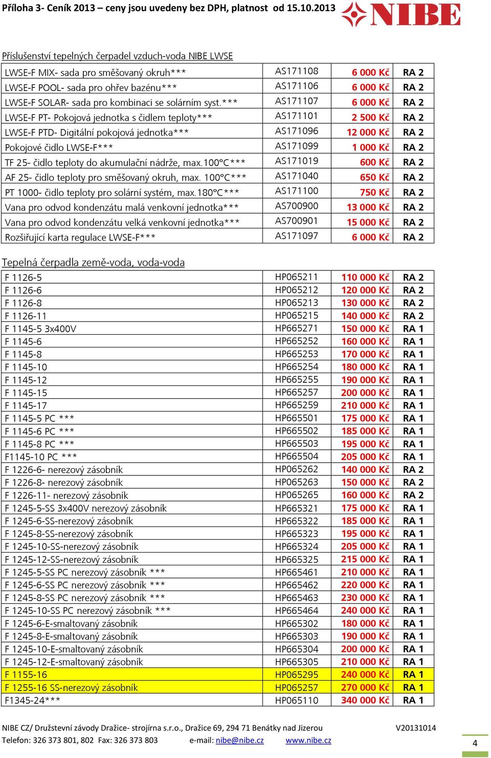 *** AS171107 6 000 Kč RA 2 LWSE-F PT- Pokojová jednotka s čidlem teploty*** AS171101 2 500 Kč RA 2 LWSE-F PTD- Digitální pokojová jednotka*** AS171096 12 000 Kč RA 2 Pokojové čidlo LWSE-F*** AS171099