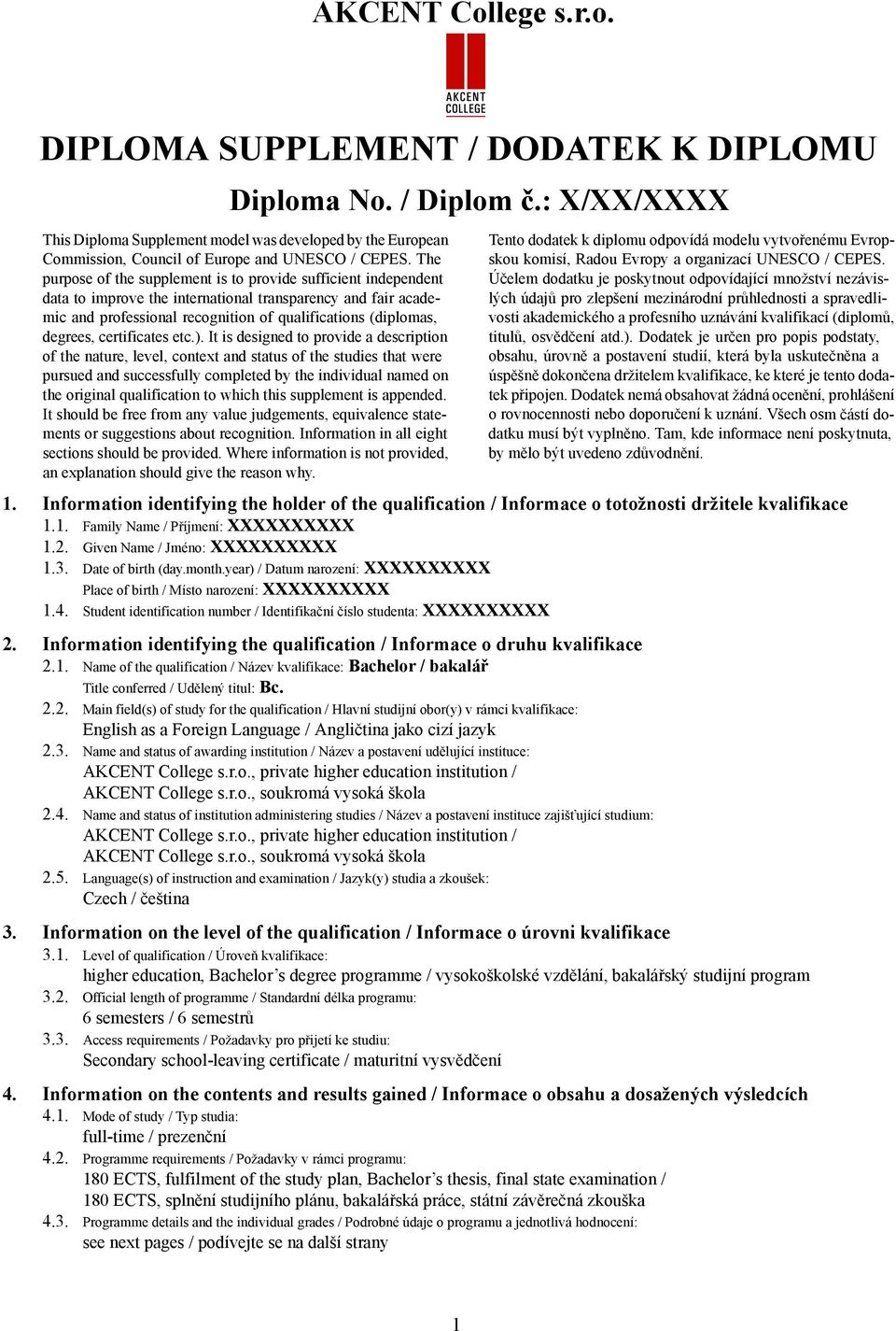 The purpose of the supplement is to provide sufficient independent data to improve the international transparency and fair academic and professional recognition of qualifications (diplomas, degrees,