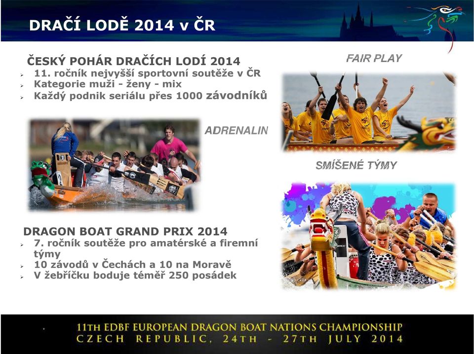 seriálu přes 1000 závodníků FAIR PLAY ADRENALIN SMÍŠENÉ TÝMY DRAGON BOAT GRAND PRIX