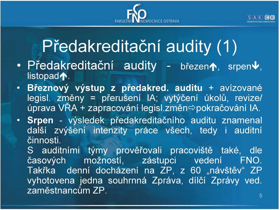 Srpen - výsledek předakreditačního auditu znamenal další zvýšení intenzity práce všech, tedy i auditní činnosti.