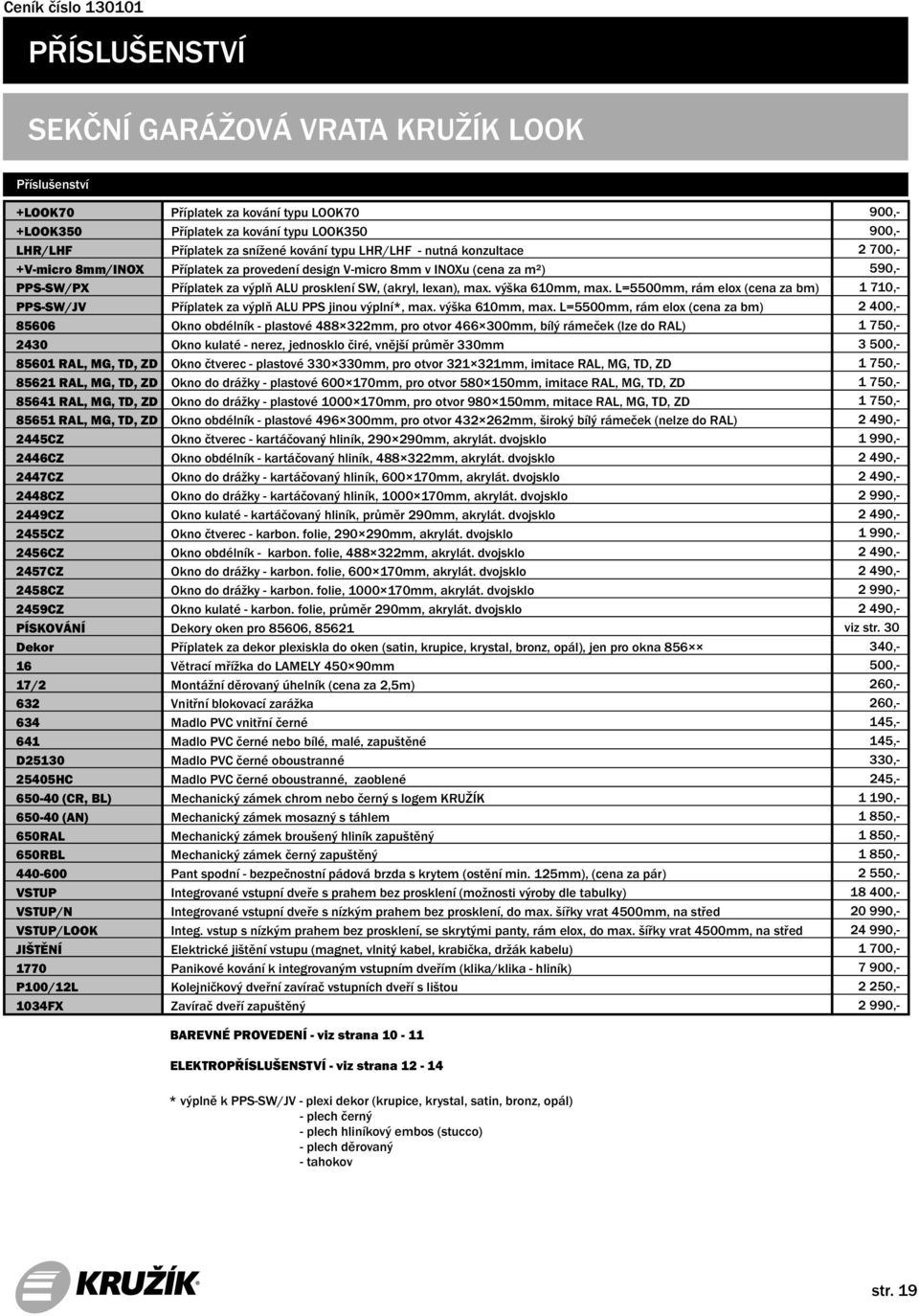 VSTUP/LOOK JIŠTĚNÍ 1770 P100/12L 1034X Příplatek za kování typu LOOK70 Příplatek za kování typu LOOK350 Příplatek za snížené kování typu LHR/LH - nutná konzultace Příplatek za provedení design