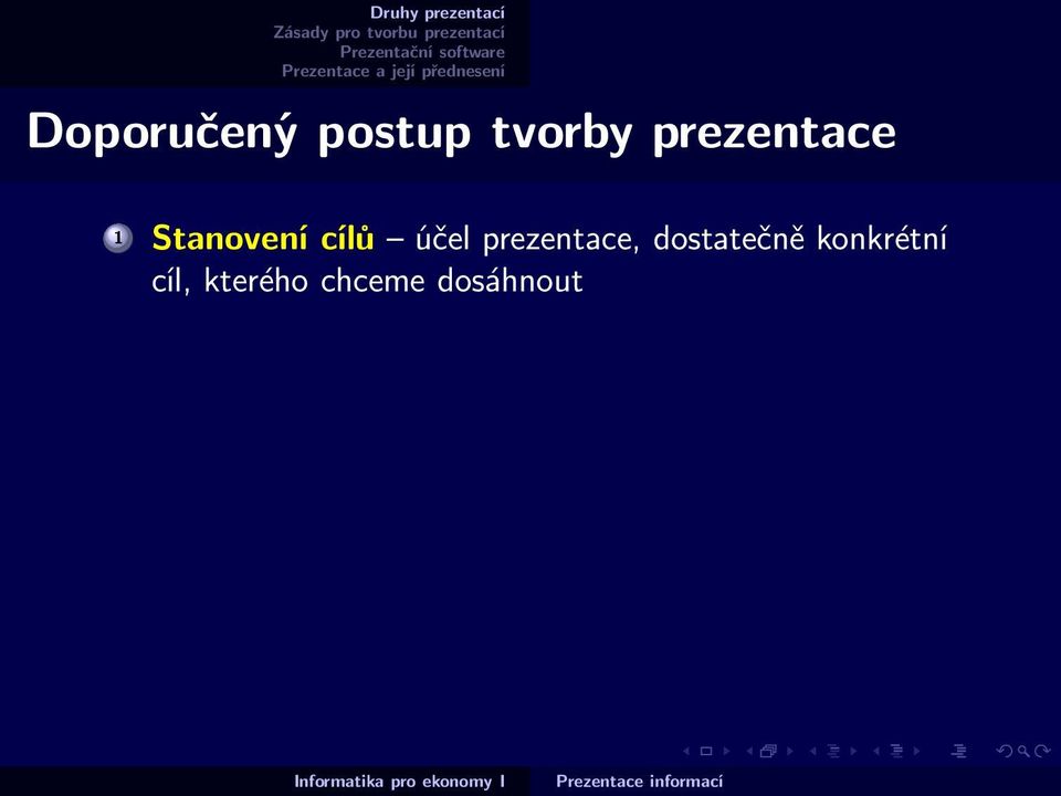 účel prezentace, dostatečně