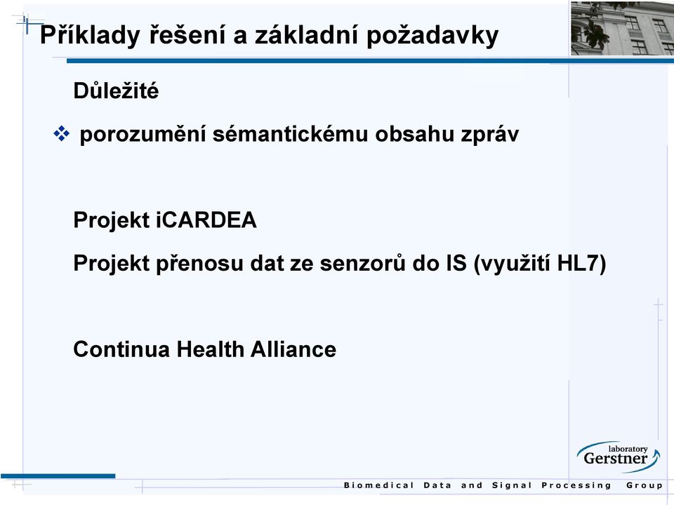 zpráv Projekt icardea Projekt přenosu dat