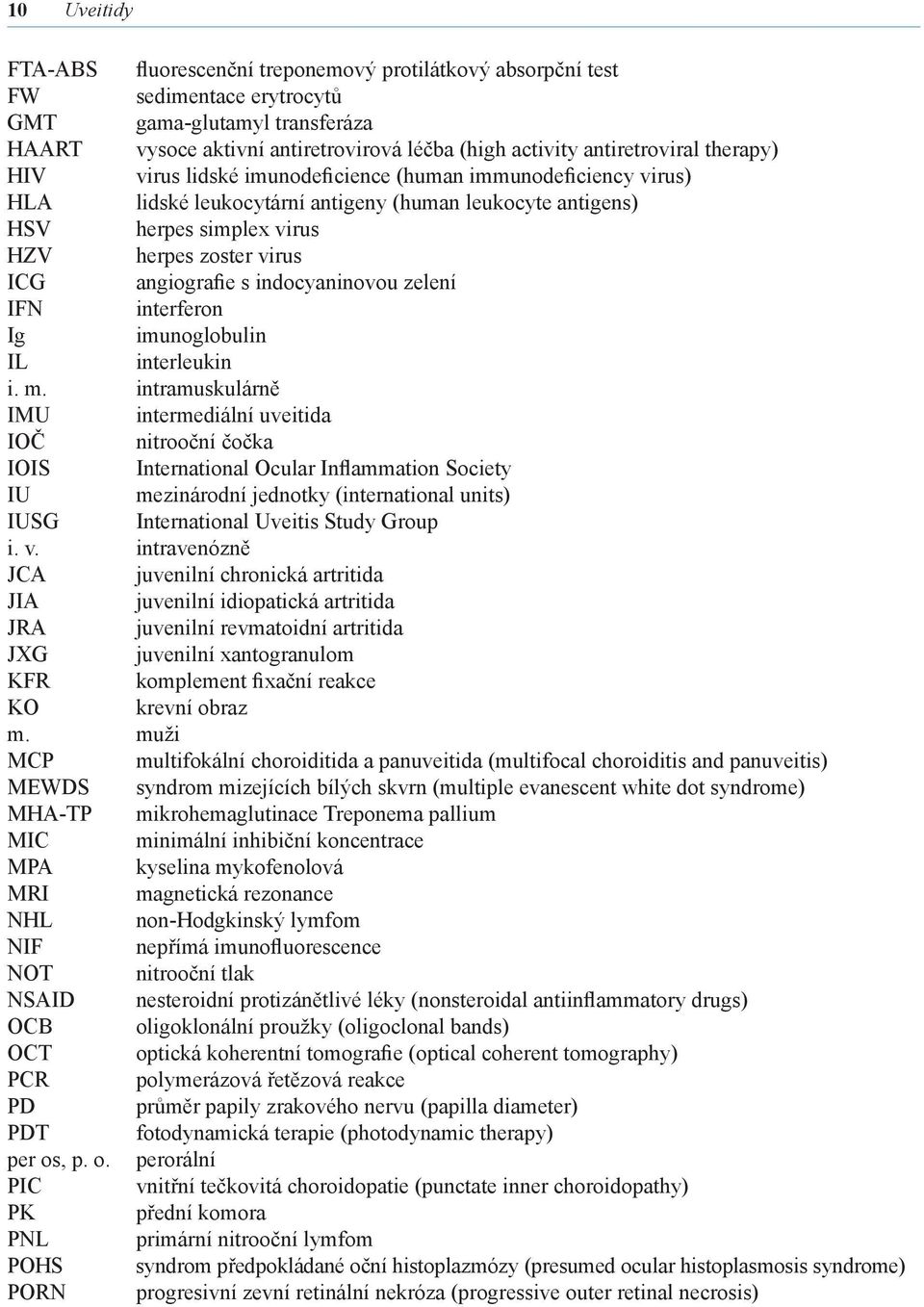 ICG angiografie s indocyaninovou zelení IFN interferon Ig imunoglobulin IL interleukin i. m.