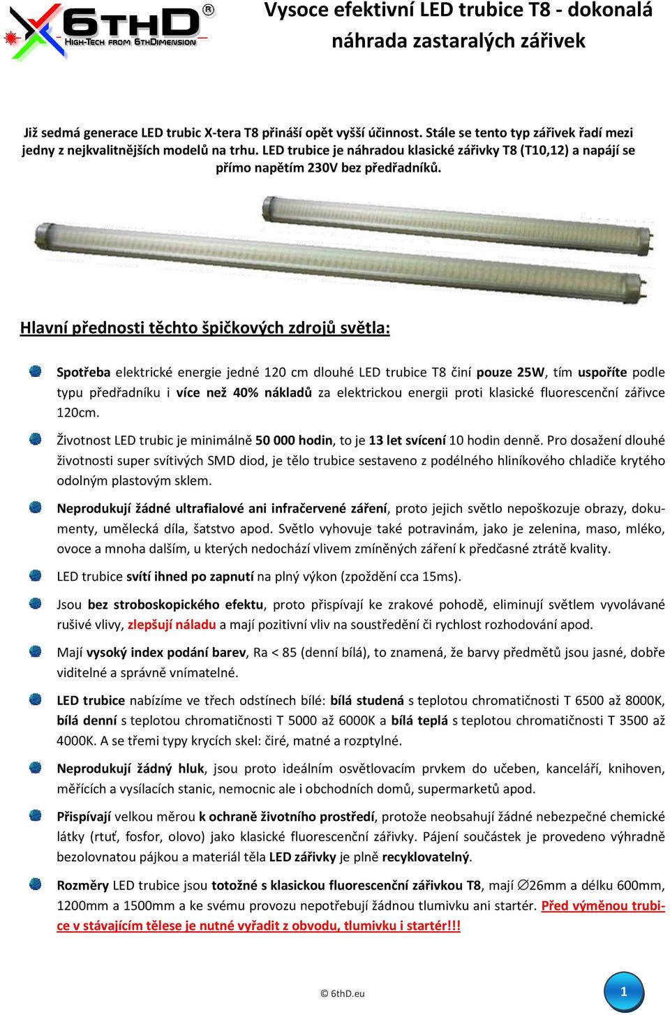 Vysoce efektivní LED trubice T8 - dokonalá náhrada zastaralých zářivek -  PDF Stažení zdarma