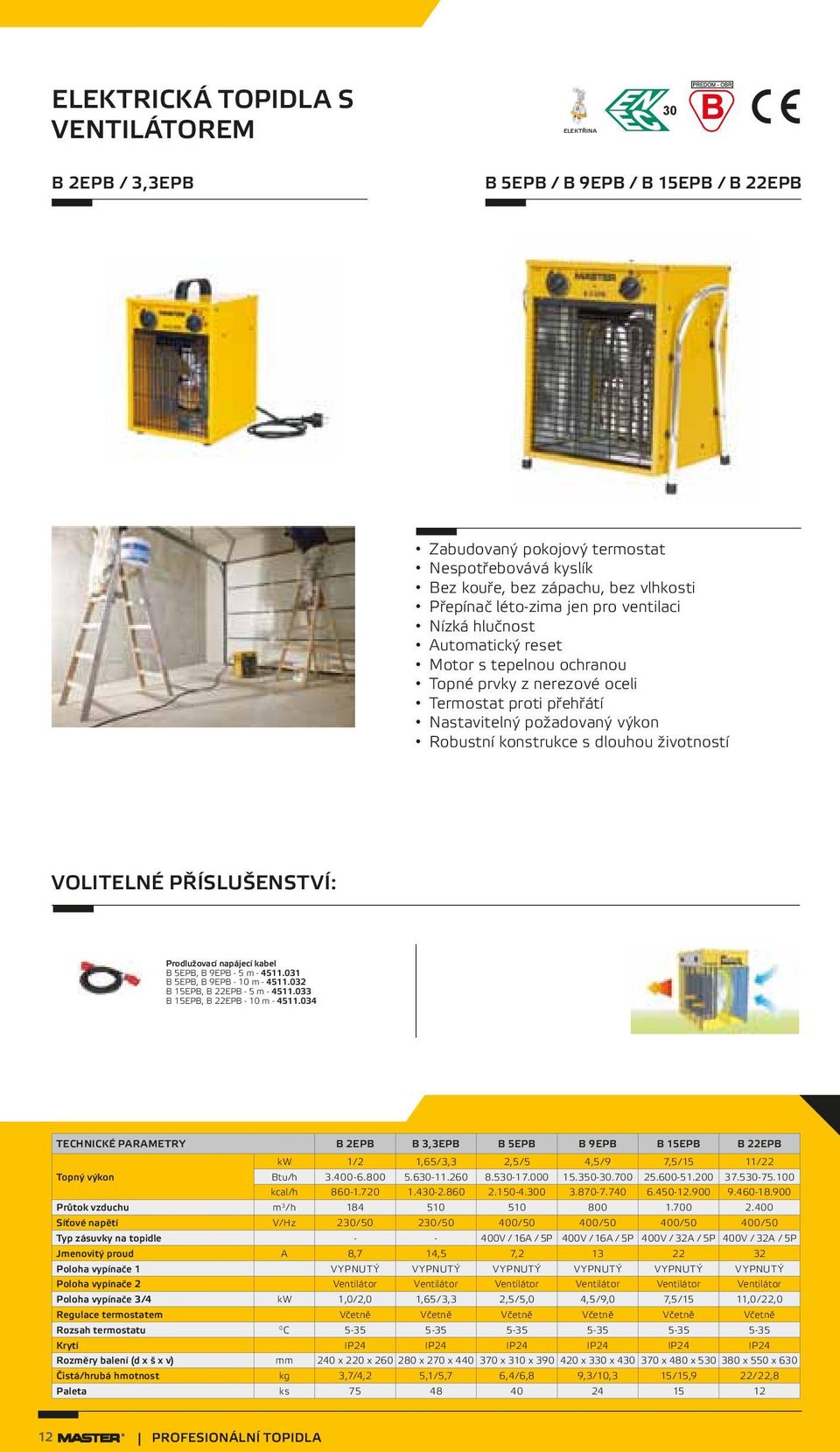 životností Prodlužovací napájecí kabel B 5EPB, B 9EPB 5 m 4511.031 B 5EPB, B 9EPB 10 m 4511.032 B 15EPB, B 22EPB 5 m 4511.033 B 15EPB, B 22EPB 10 m 4511.