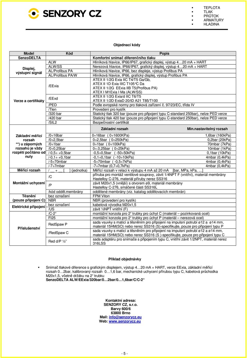 Profibus PA ATEX II 1/2G Exia IIC T4/T5 Ga/Gb, /EExia ATEX II 1D Exia IIIC T105 C Da ATEX II 1/2G EExia IIB T5(Profibus PA) ATEX I M1Exia I Ma (ALW/SS) ATEX II 1/2G Exia/d IIC T6/T5 /EExd Verze a