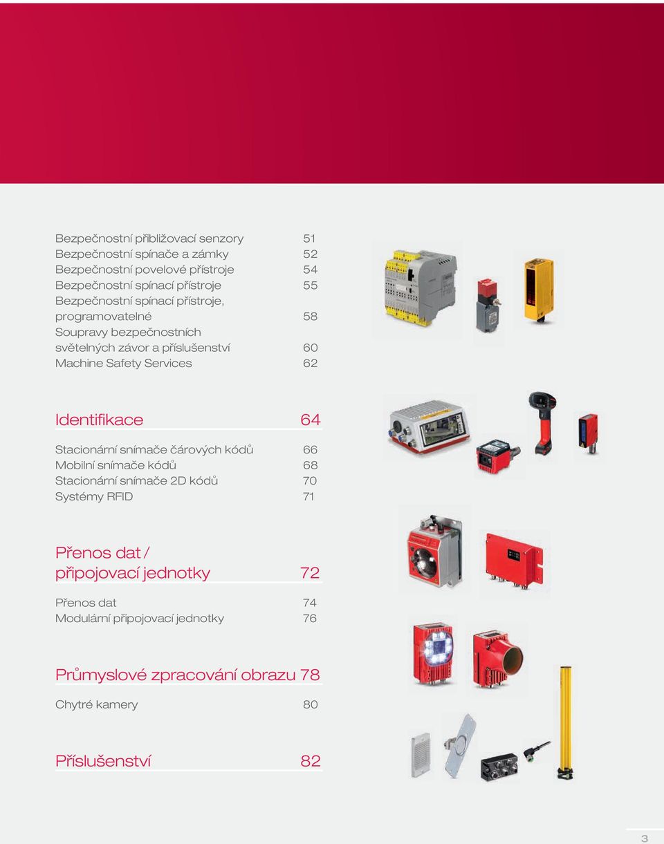 Identifikace 64 Stacionární snímače čárových kódů 66 Mobilní snímače kódů 68 Stacionární snímače 2D kódů 70 Systémy RFID 71 Přenos dat /