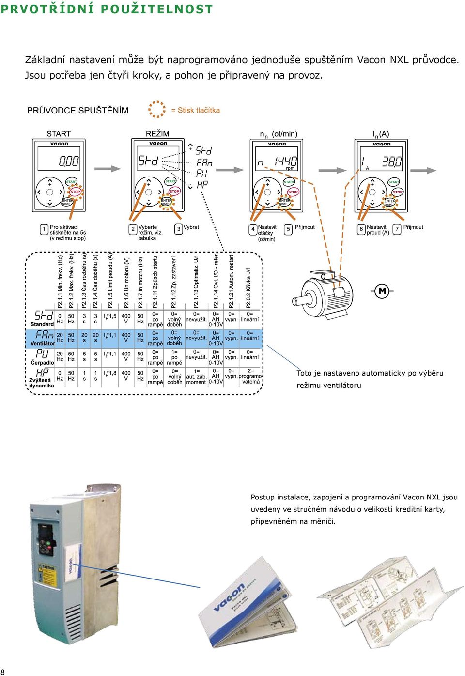 Toto je nastaveno automaticky po výběru režimu ventilátoru Postup instalace, zapojení a