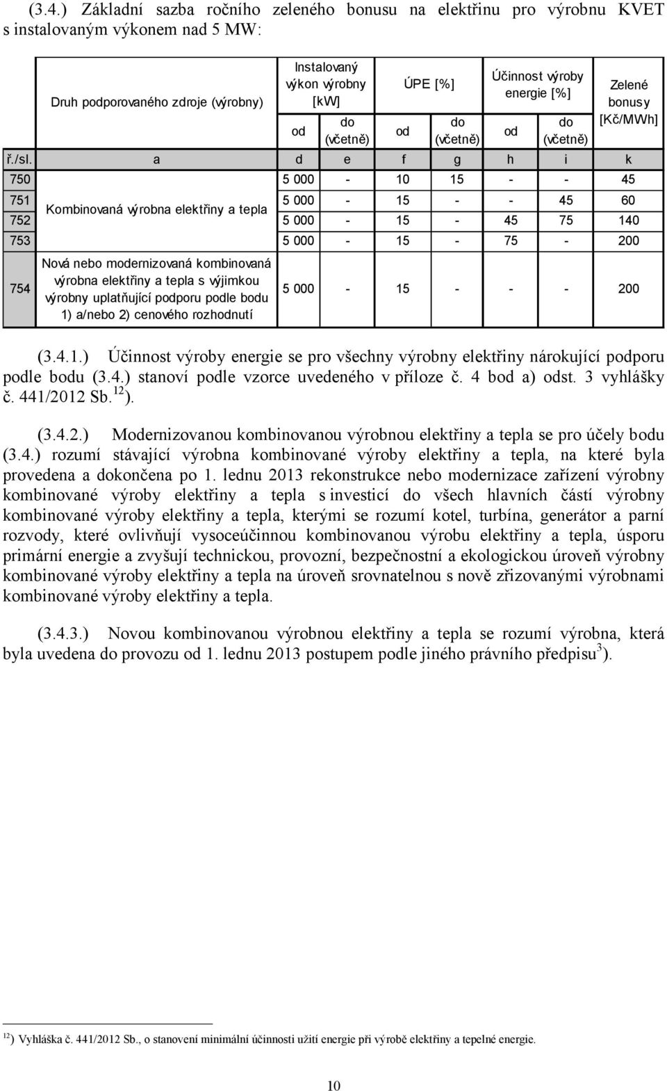 12 Sb. 12 ). (3.4.2.) Mernizovanou kombinovanou výrobnou elektřiny a tepla se pro účely bu (3.4.) rozumí stávající výrobna kombinované výroby elektřiny a tepla, na které byla provedena a končena po 1.