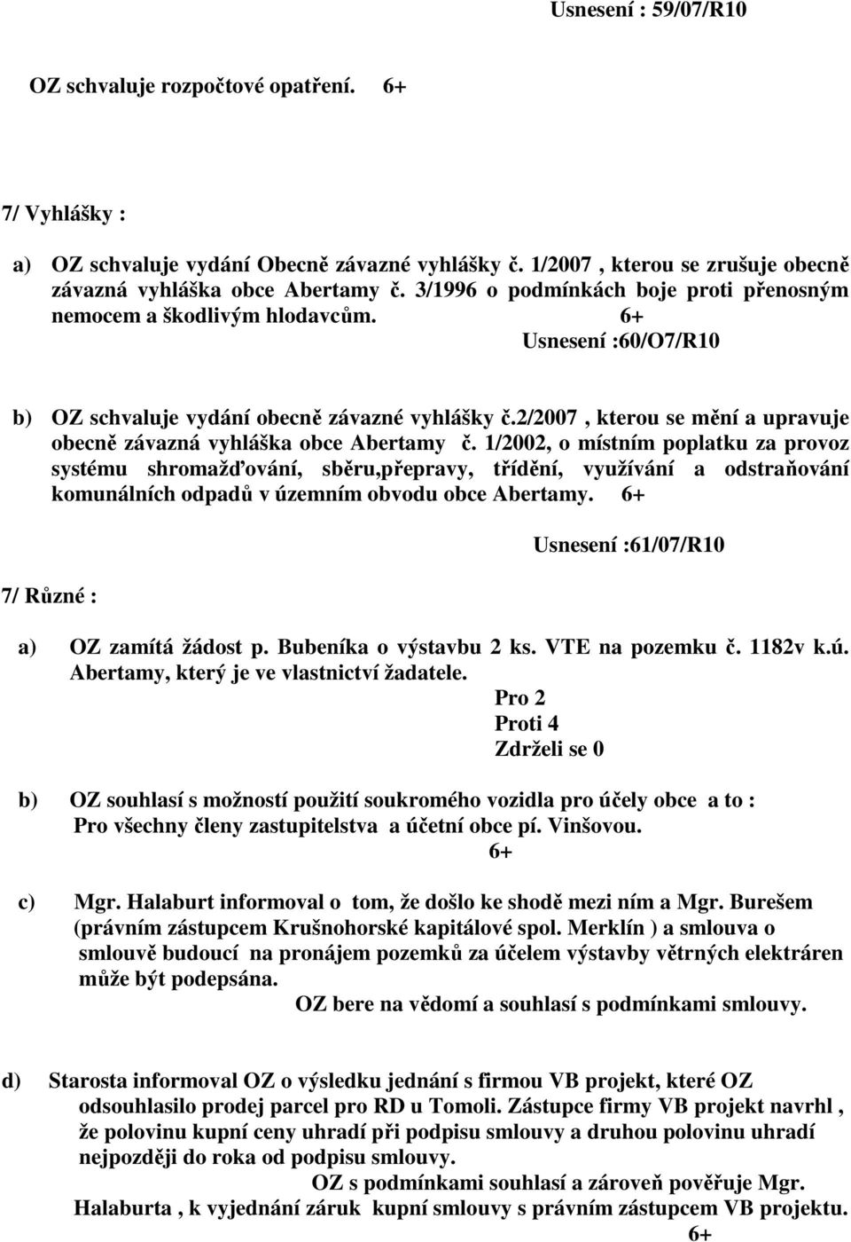 2/2007, kterou se mění a upravuje obecně závazná vyhláška obce Abertamy č.
