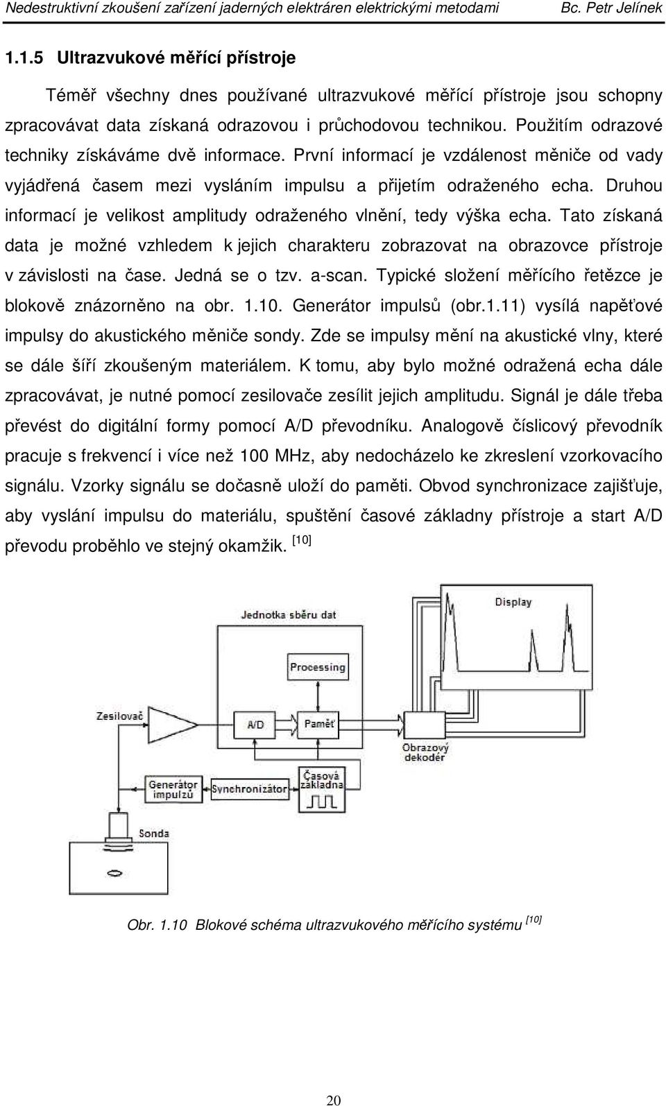 Druhou informací je velikost amplitudy odraženého vlnění, tedy výška echa. Tato získaná data je možné vzhledem k jejich charakteru zobrazovat na obrazovce přístroje v závislosti na čase.