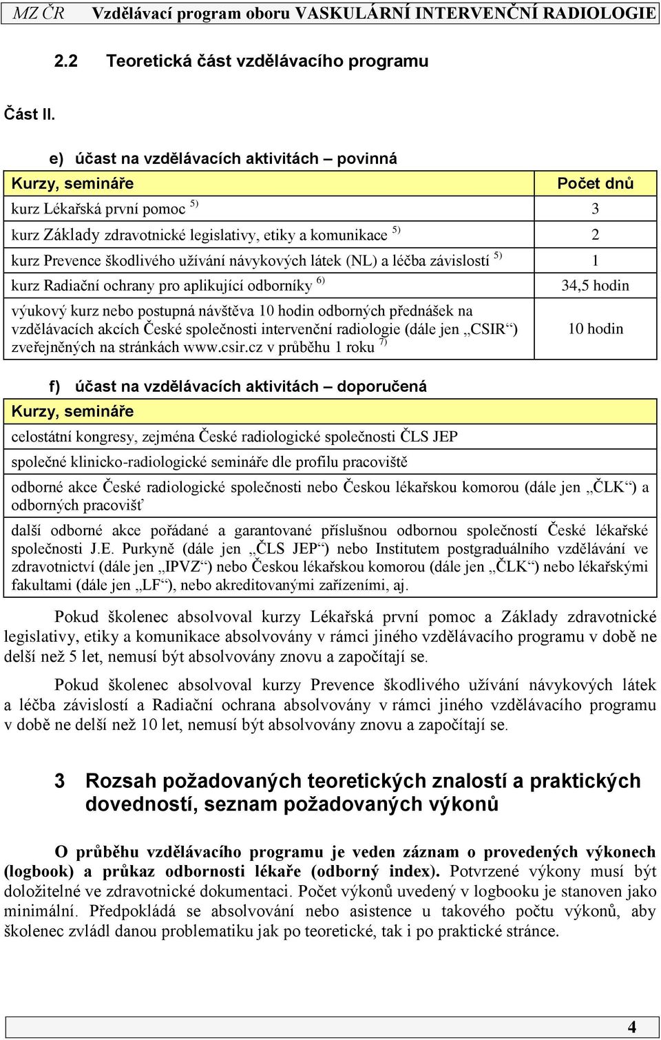 návykových látek (NL) a léčba závislostí 5) kurz Radiační ochrany pro aplikující odborníky 6) výukový kurz nebo postupná návštěva 0 hodin odborných přednášek na vzdělávacích akcích České společnosti