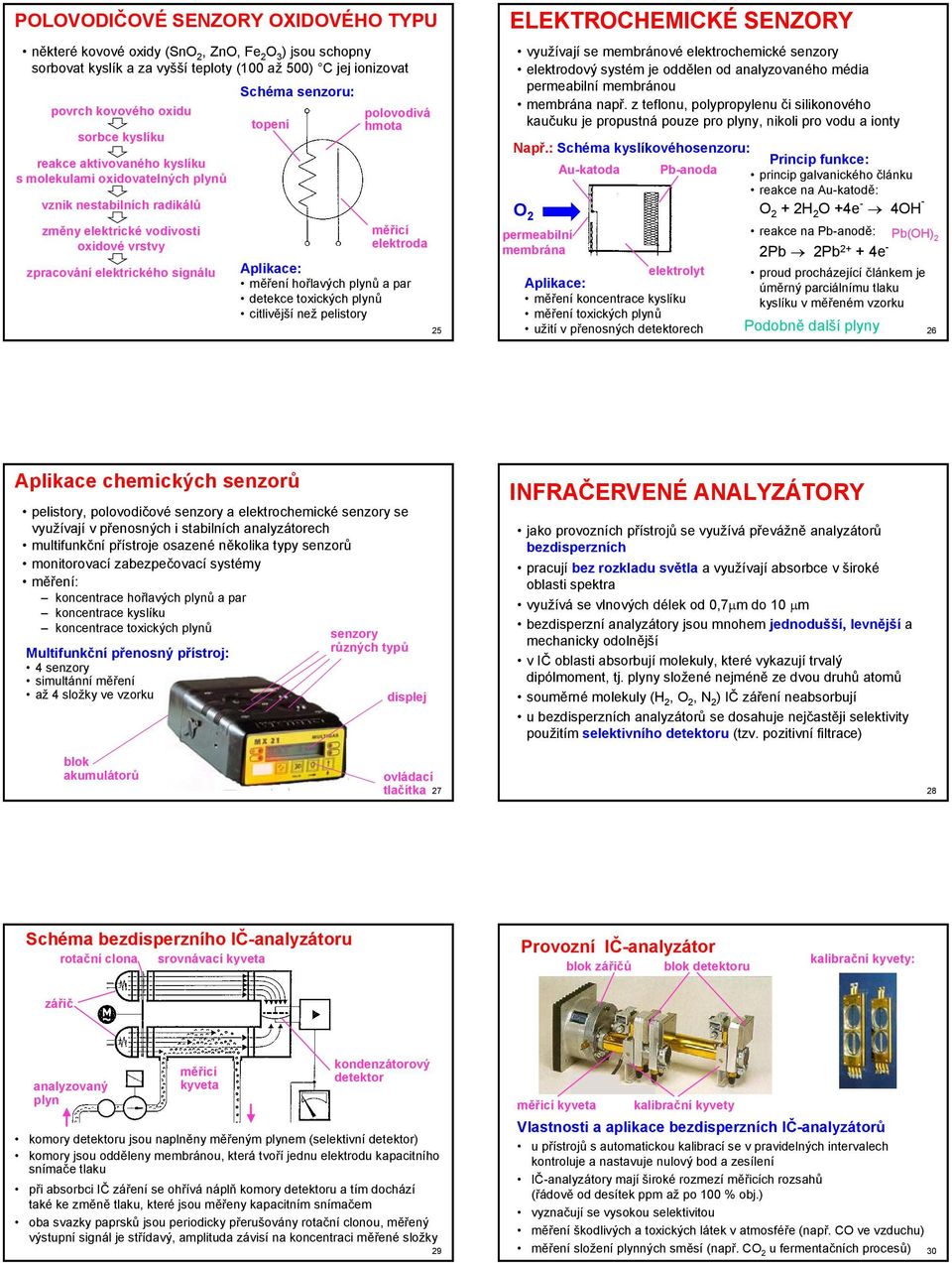 elektroda Aplikace: měření hořlavých plynů a par detekce toxických plynů citlivější než pelistory 5 ELEKTOCHEMICKÉ SENZOY využívají se membránové elektrochemické senzory elektrodový systém je oddělen