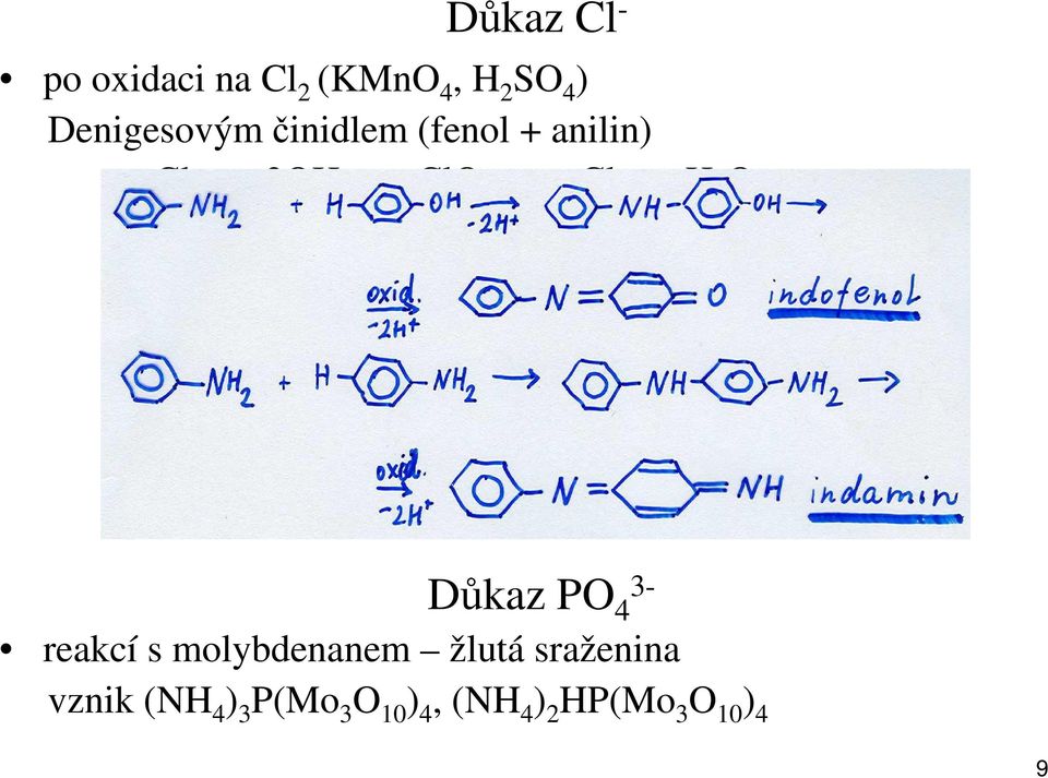 Cl - + H 2 O Důkaz PO 4 3- reakcí s molybdenanem žlutá