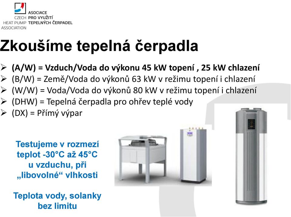 režimu topení i chlazení (DHW) = Tepelná čerpadla pro ohřev teplé vody (DX) = Přímý výpar