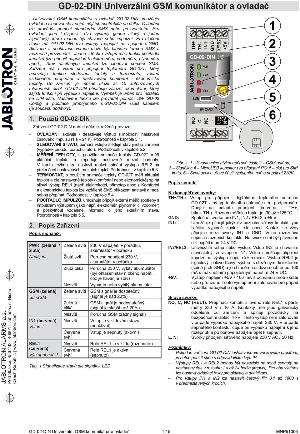 GD-02T í aktuální teplotu a reportuje mezní y V tomto lze nastavit reakci spínání výstupu REL2 na mezní teplot Podrobnosti v kapitole 5 TERMOSTAT, s m teploty GD- í aktuální teplotu a silový výstup