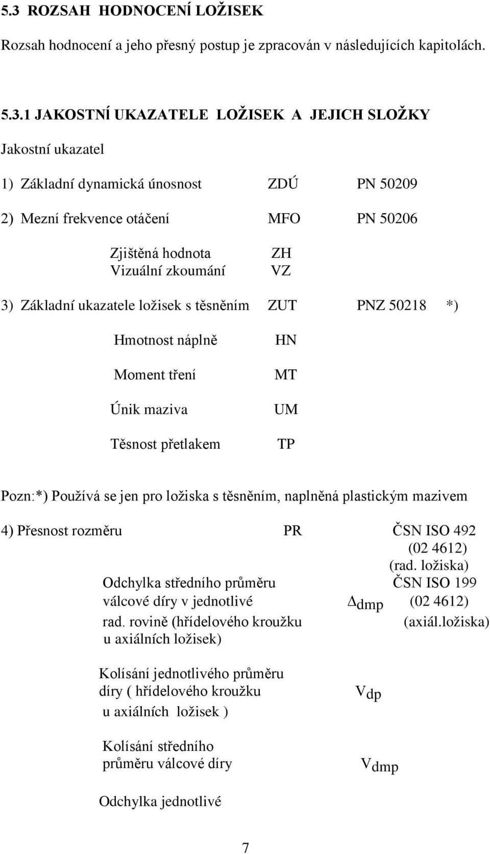maziva Těsnost přetlakem HN MT UM TP Pozn:*) Používá se jen pro ložiska s těsněním, naplněná plastickým mazivem 4) Přesnost rozměru PR ČSN ISO 492 (02 4612) (rad.