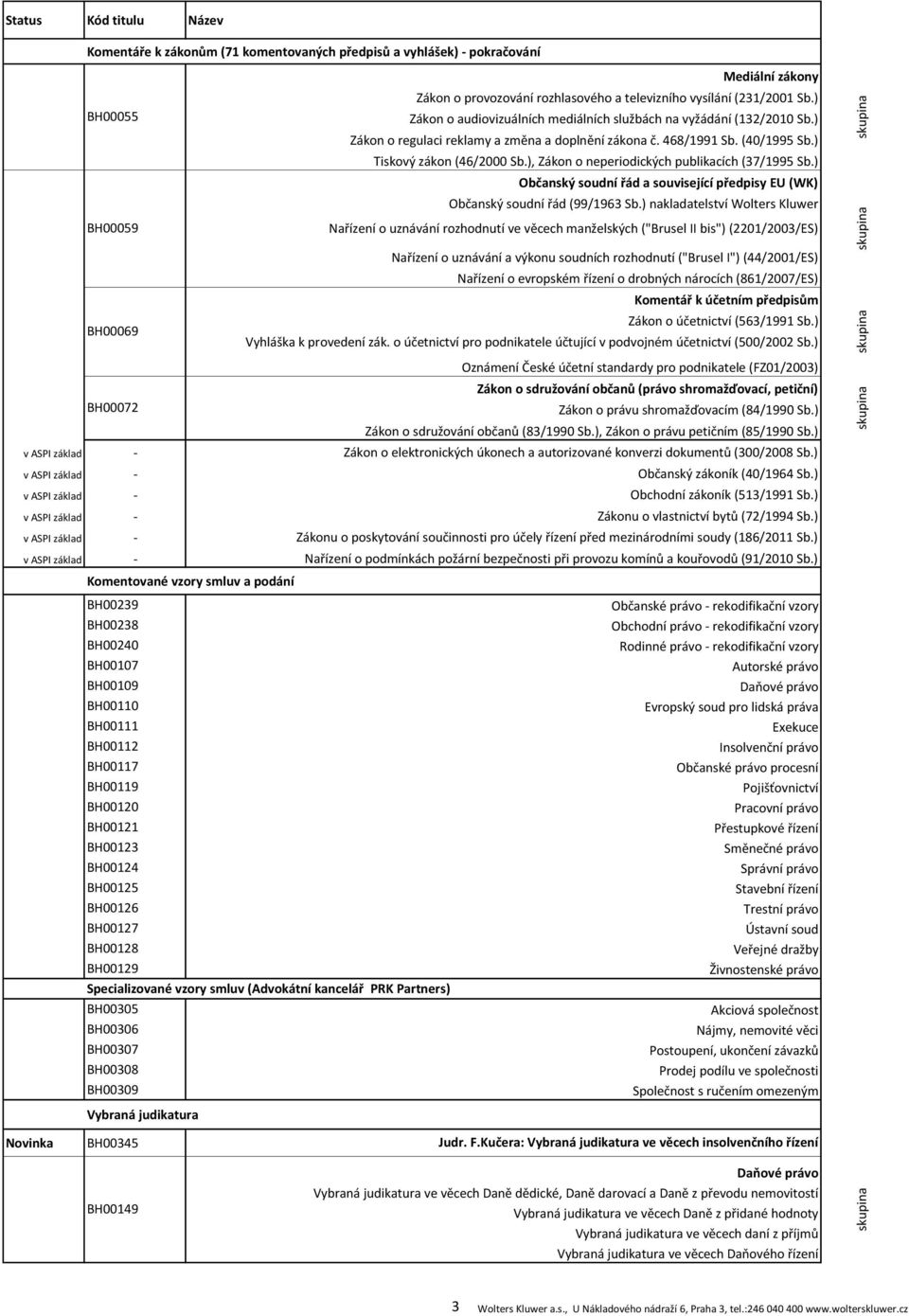 Vybraná judikatura Mediální zákony Zákon o provozování rozhlasového a televizního vysílání (231/2001 Sb.) Zákon o audiovizuálních mediálních službách na vyžádání (132/2010 Sb.