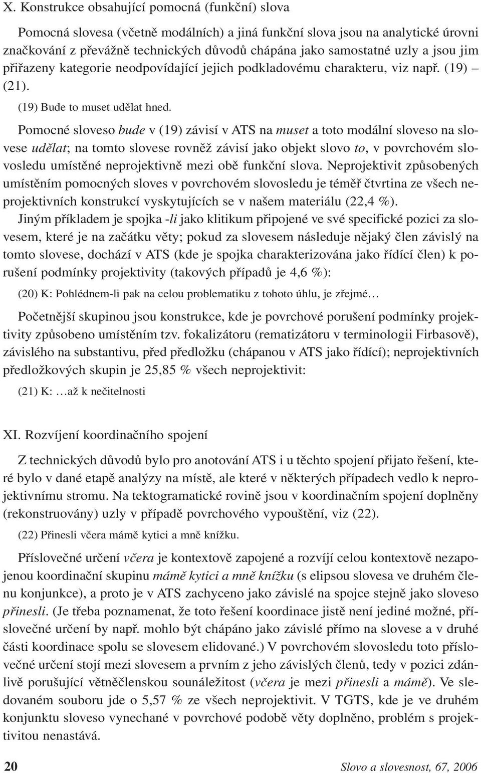 Pomocné sloveso bude v (19) závisí v ATS na muset a toto modální sloveso na slovese udělat; na tomto slovese rovněž závisí jako objekt slovo to, v povrchovém slovosledu umístěné neprojektivně mezi