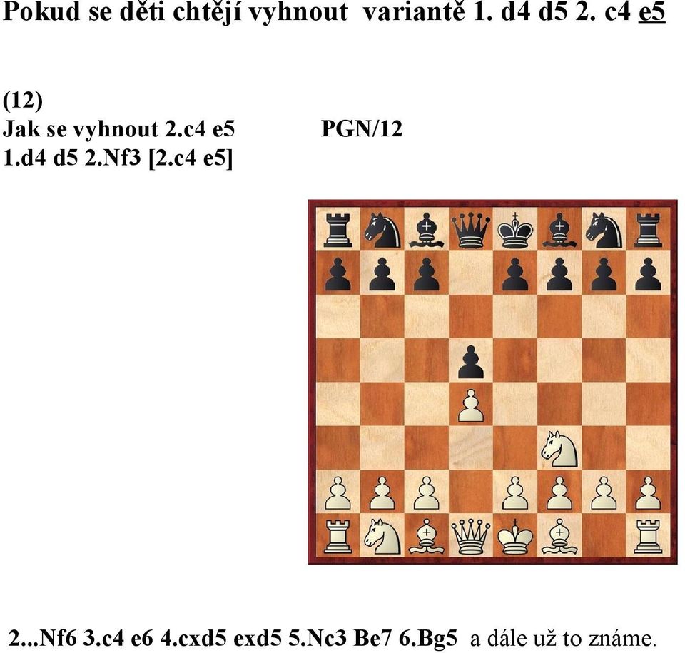 d4 d5 2.Nf3 [2.c4 e5] PGN/12 2...Nf6 3.