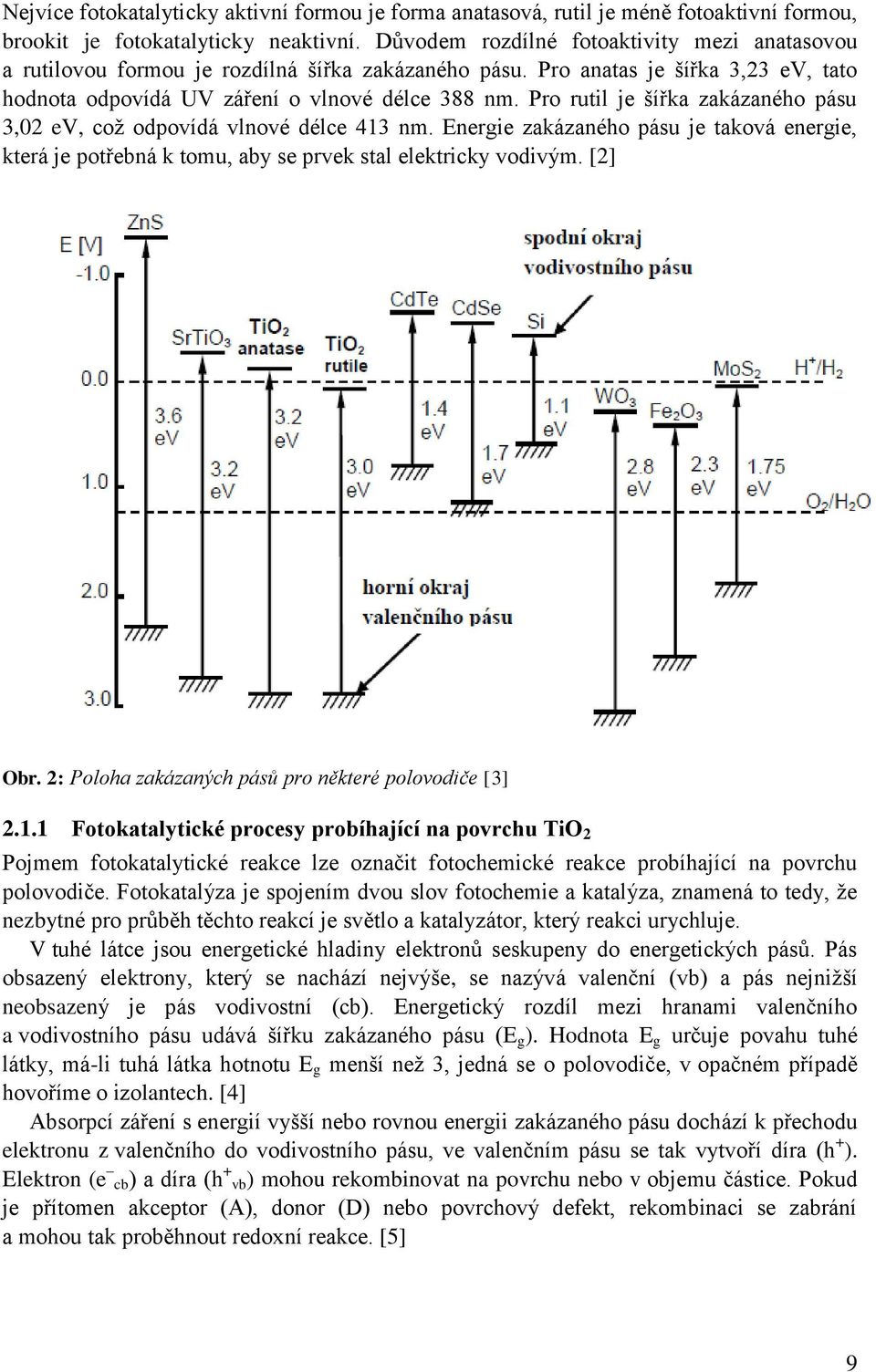 Pro rutil je šířka zakázaného pásu 3,02 ev, což odpovídá vlnové délce 413 nm. Energie zakázaného pásu je taková energie, která je potřebná k tomu, aby se prvek stal elektricky vodivým. [2] Obr.