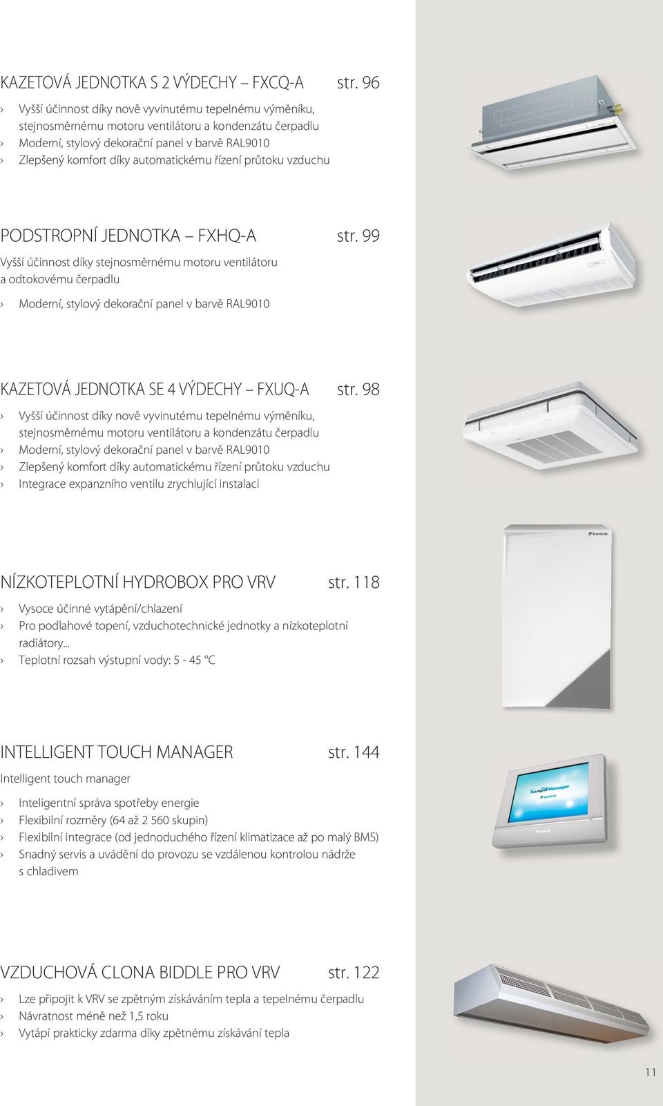 řízení průtoku vzduchu PODSTROPNÍ JEDNOTKA FXHQ-A str.