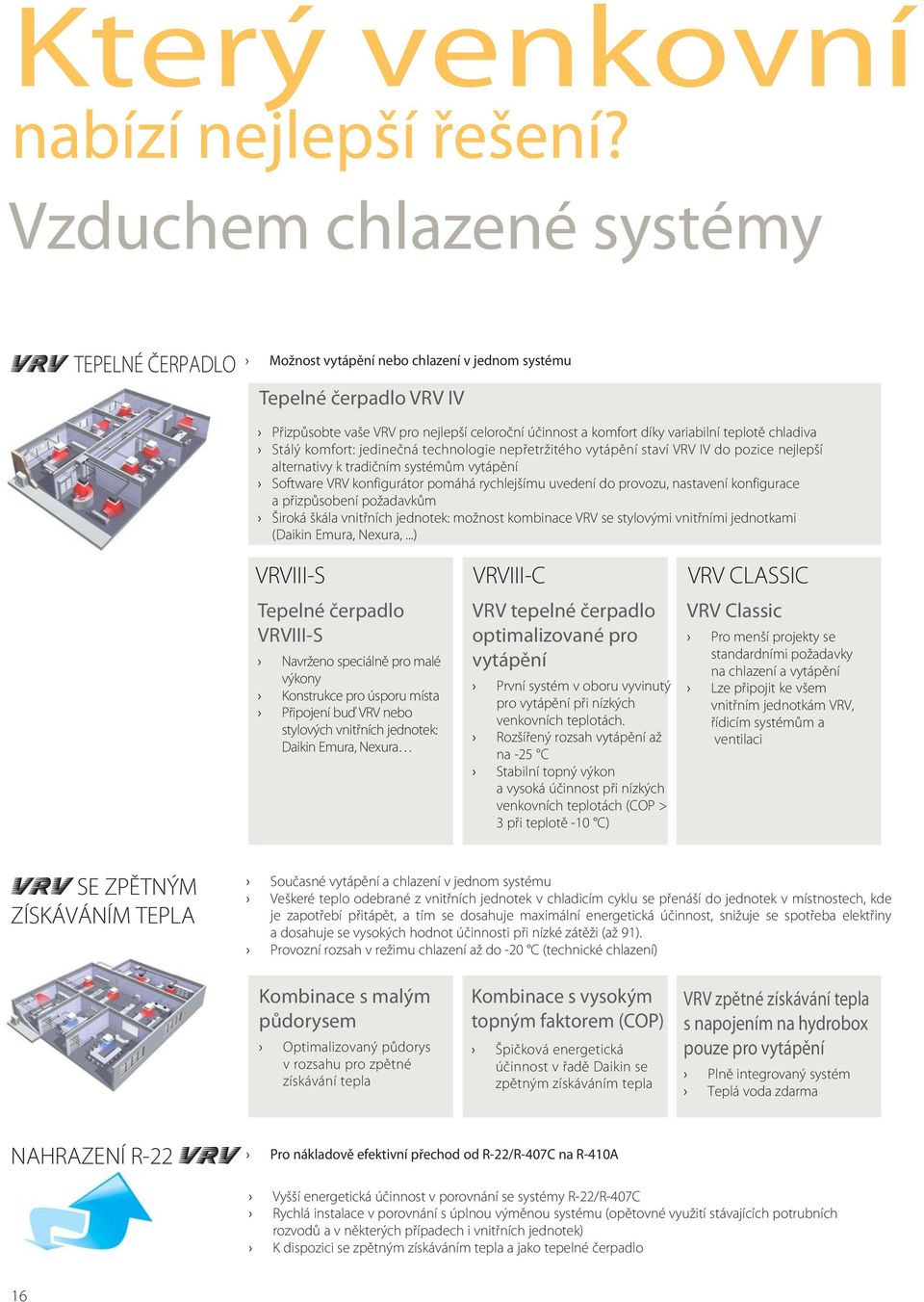 teplotě chladiva Stálý komfort: jedinečná technologie nepřetržitého vytápění staví VRV IV do pozice nejlepší alternativy k tradičním systémům vytápění Software VRV konfigurátor pomáhá rychlejšímu