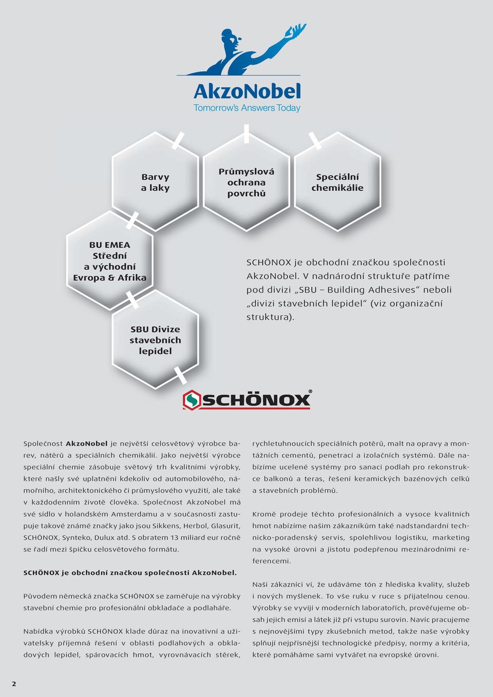 Společnost AkzoNobel je největší celosvětový výrobce barev, nátěrů a speciálních chemikálií.