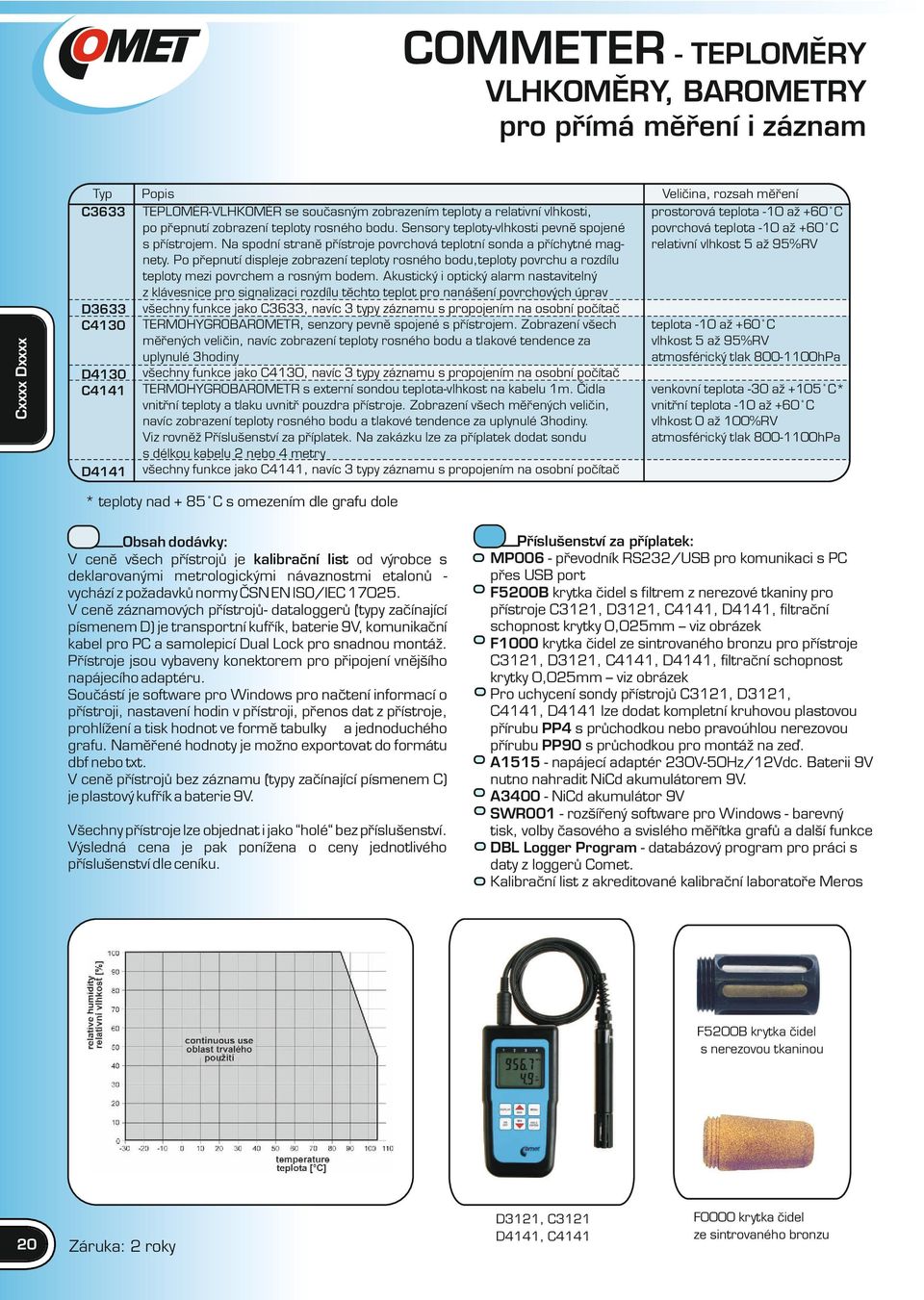 Po přepnutí displeje zobrazení teploty rosného bodu,teploty povrchu a rozdílu teploty mezi povrchem a rosným bodem.