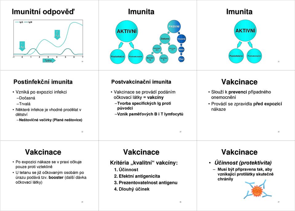 Dočasná Trvalá Některé infekce je vhodné prodělat v dětství Neštovi tovičné večírky (Plané neštovice) Postvakcinační imunita se provádí podáním očkovací látky = vakcíny Tvorba specifických proti