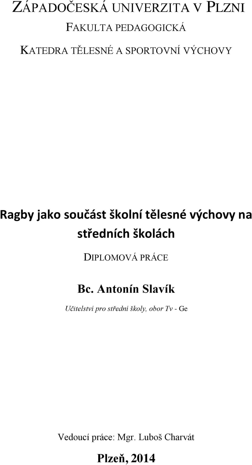 středních školách DIPLOMOVÁ PRÁCE Bc.