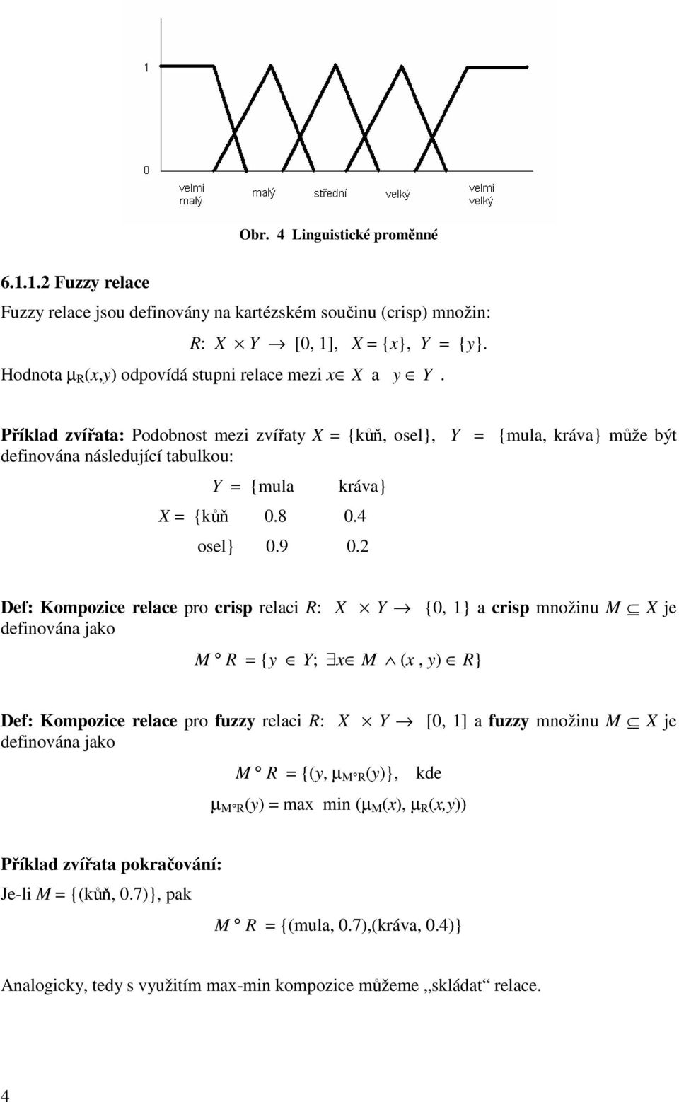 říklad zvířata: odobnost mezi zvířaty X = {kůň, osel}, Y = {mula, kráva} může být definována následující tabulkou: Y = {mula kráva} X = {kůň 0.8 0.4 osel} 0.9 0.