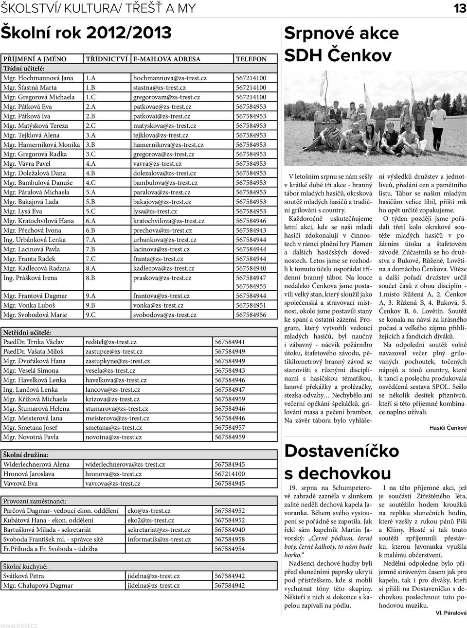 cz 567584953 Mgr. Matýsková Tereza 2.C matyskova@zs-trest.cz 567584953 Mgr. Tejklová Alena 3.A tejklova@zs-trest.cz 567584953 Mgr. Hamerníková Monika 3.B hamernikova@zs-trest.cz 567584953 Mgr. Gregorová Radka 3.
