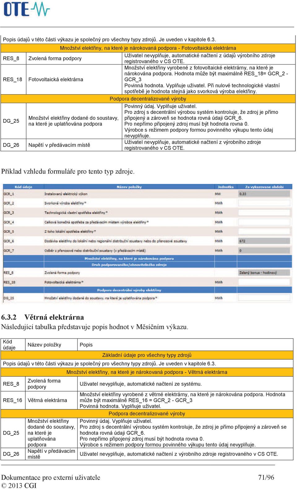 registrovaného v CS OTE. Množství elektřiny vyrobené z fotovoltaické elektrárny, na které je nárokována podpora.