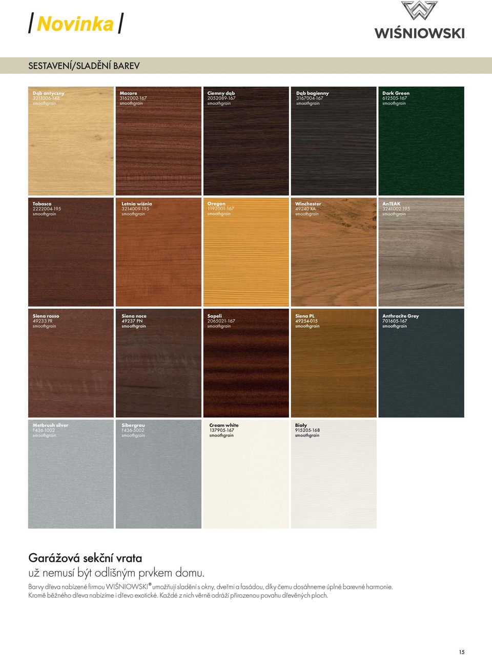 noce 49237 PN smoothgrain Sapeli 2065021-167 smoothgrain Siena PL 49254-015 smoothgrain Anthracite Grey 701605-167 smoothgrain Metbrush silver F436-2 smoothgrain Sibergrau F436-2 smoothgrain Cream
