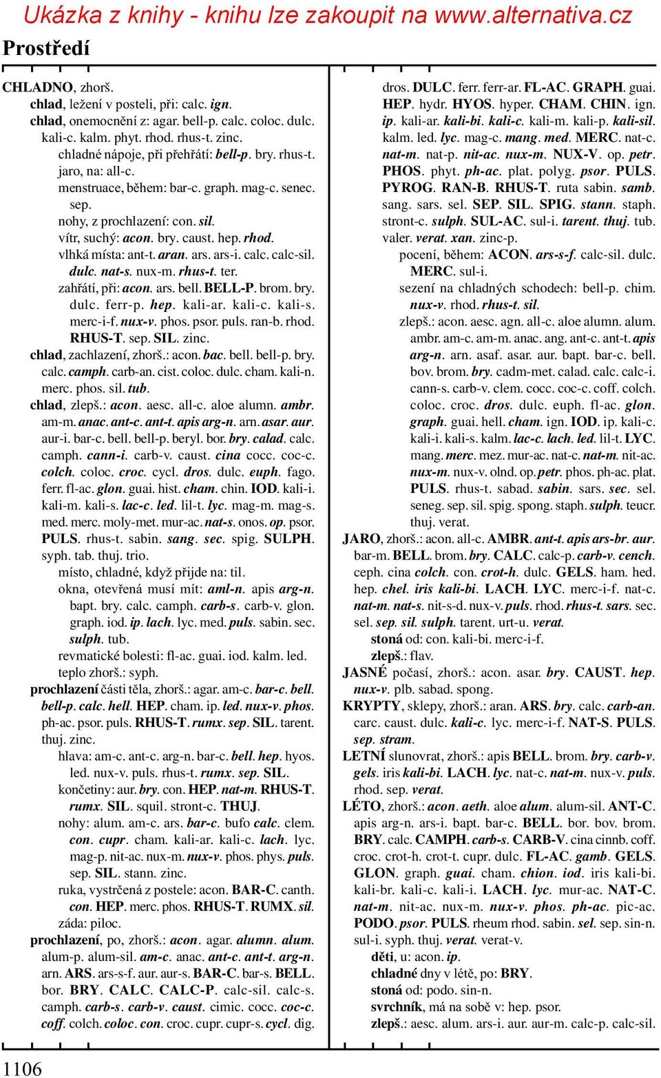 calc-sil. dulc. nat-s. nux-m. rhus-t. ter. zahøátí, pøi: acon. ars. bell. BELL-P. brom. bry. dulc. ferr-p. hep. kali-ar. kali-c. kali-s. merc-i-f. nux-v. phos. psor. puls. ran-b. rhod. RHUS-T. sep.