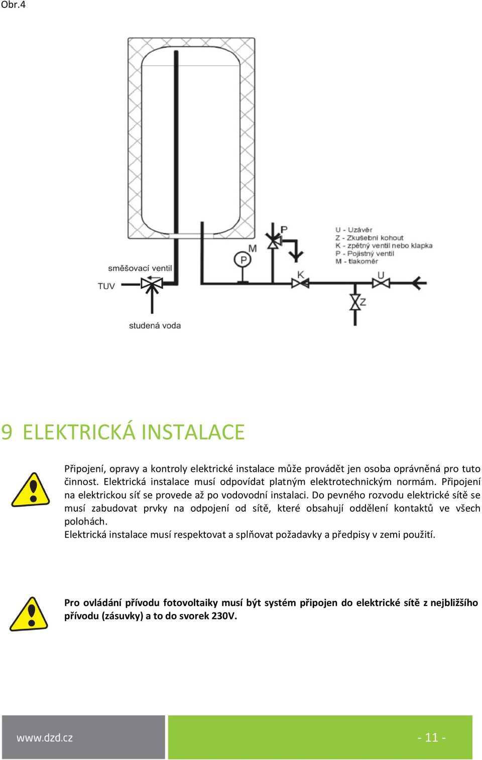 Do pevného rozvodu elektrické sítě se musí zabudovat prvky na odpojení od sítě, které obsahují oddělení kontaktů ve všech polohách.