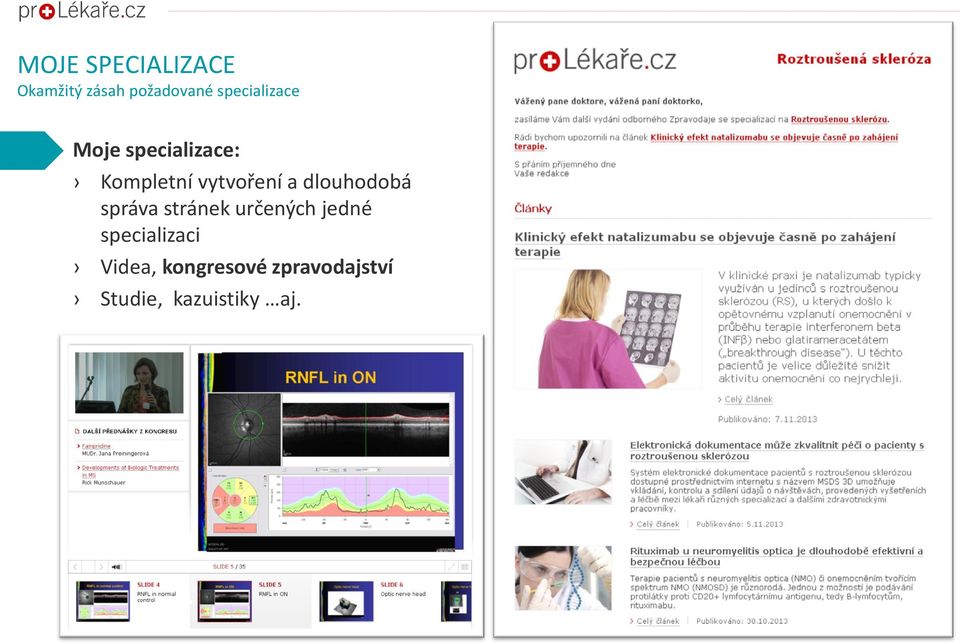 Videa, kongresové zpravodajství Studie, kazuistiky aj. Zpravodaj prolékaře.